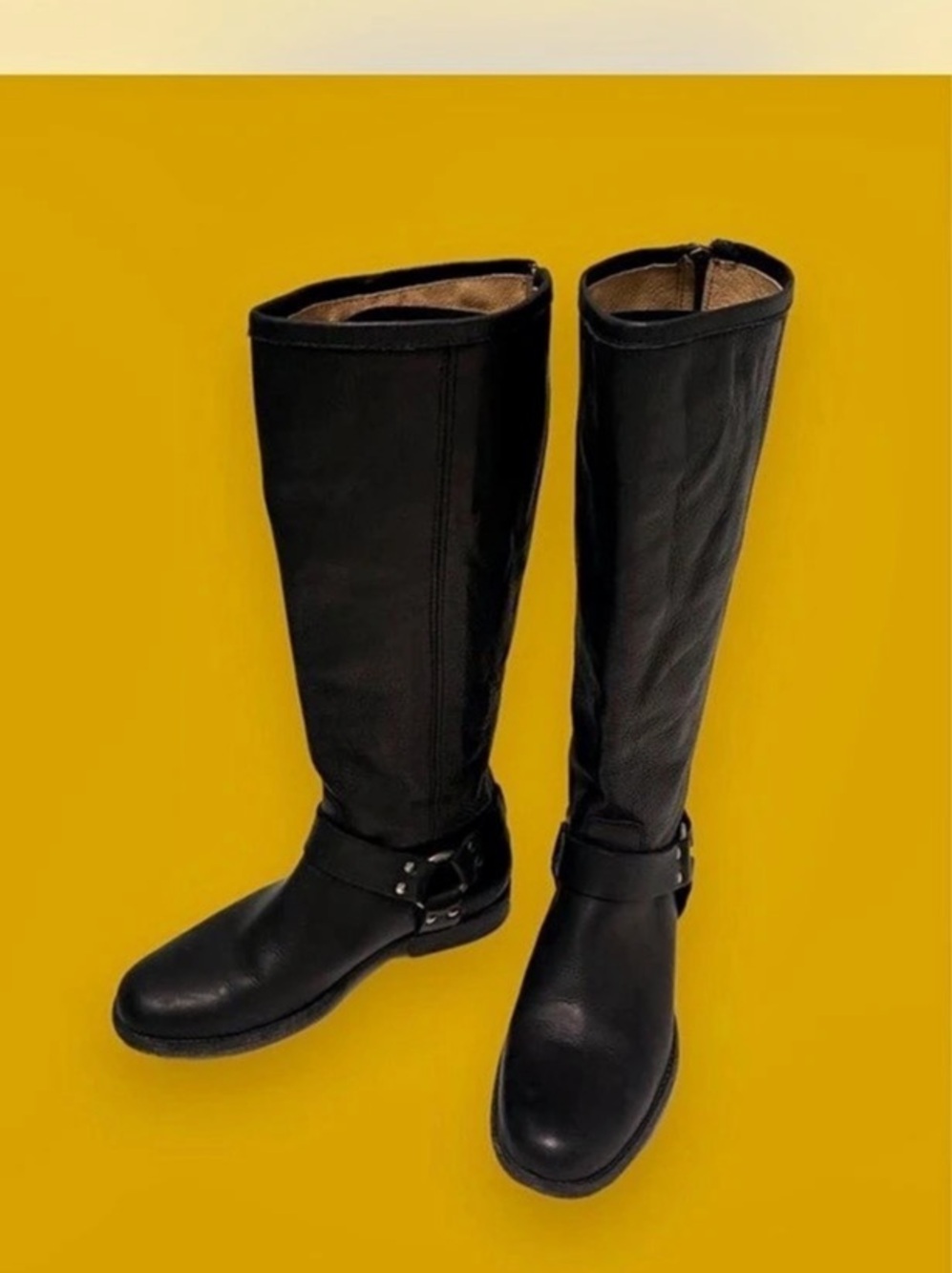 Frye Phillip Harness Tall Boots Black US 8